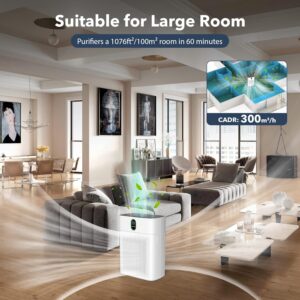 Air purifier in spacious living room