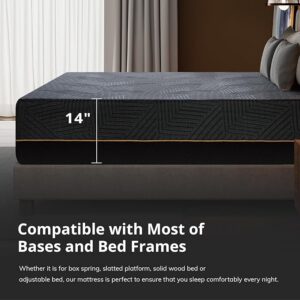 Memory foam mattress on bed frame.