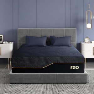 Modern mattress on stylish bed frame